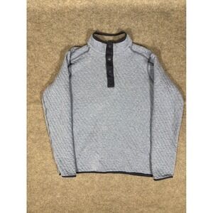 Johnston & Murphy Mens Reversible Quilted Pullover Blue Grey Snap Mock Neck M